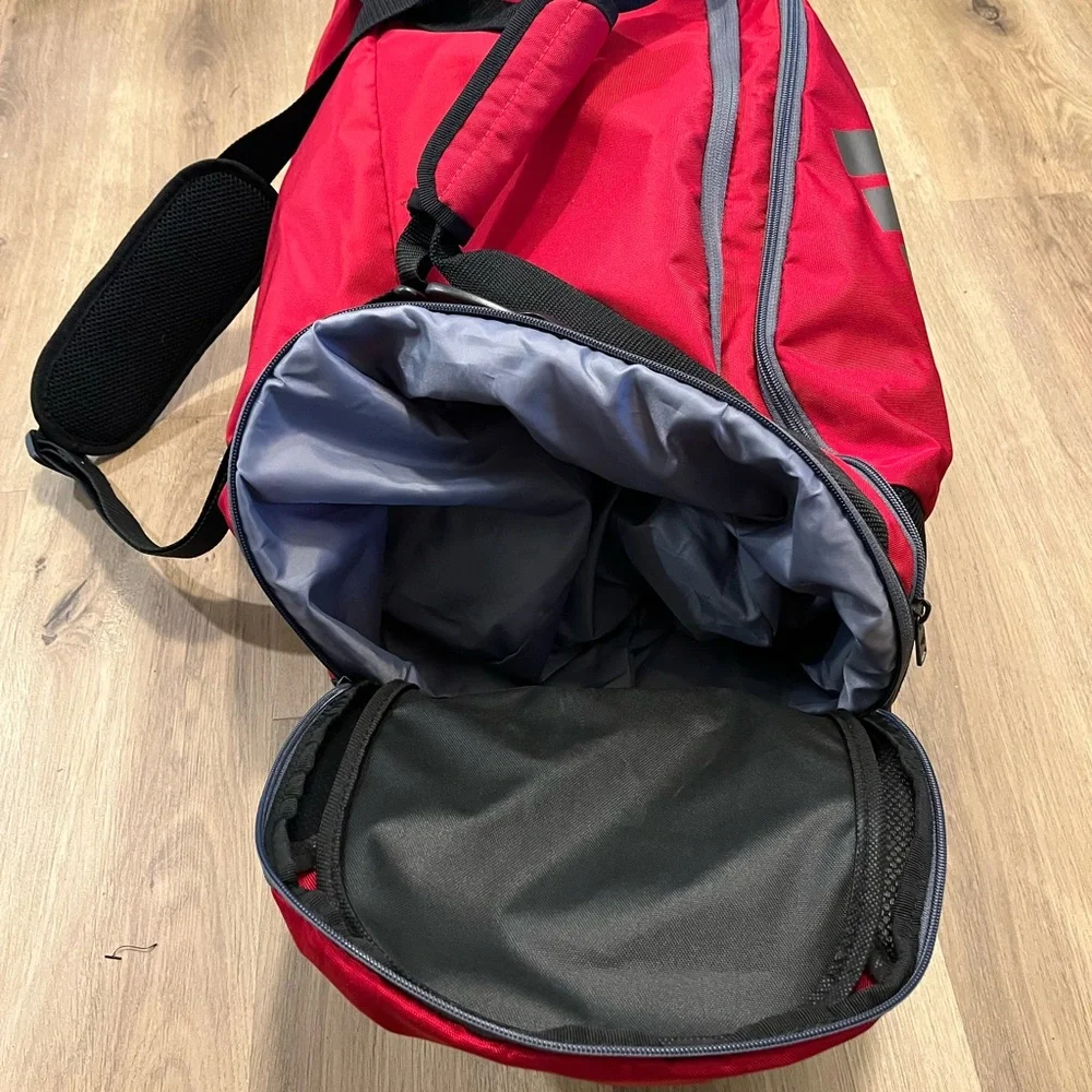 Adidas Red and Black Duffel Bag